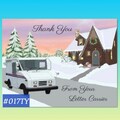 017TY English Cottage and Mail truck Letter Carrier Thank You Post Cards, postal postcards, Mail Carrier