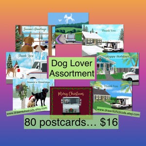 Amoureux des chiens, assortiment de 80 cartes postales sur le thème des Fêtes