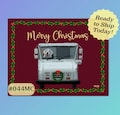 044MC Dark Red Merry Christmas Postcards: Dog Mail Delivery, Letter Carrier Greeting to customers,