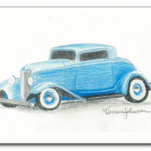 1932 3 window Coupe, note card or print