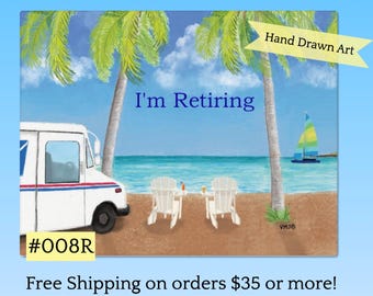 008R Retirement Postcards, Retirement Poem, postcards from mail carrier to customers,