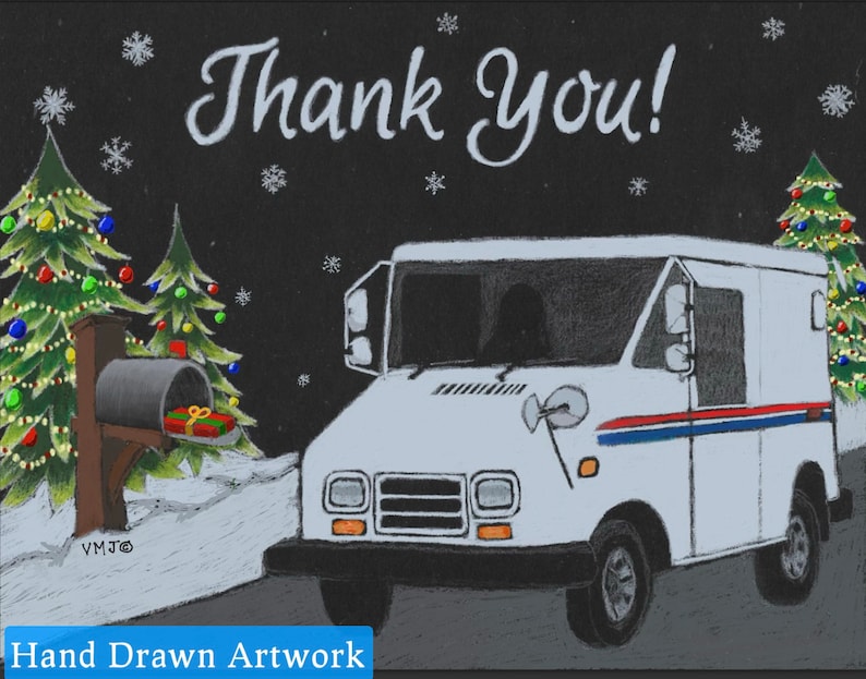 007TY LLV Letter Carrier Thank You Post Cards, postal postcards, Mail Carrier