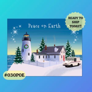 030POE Lighthouse Peace on Earth, message d'accueil de votre facteur, facteur