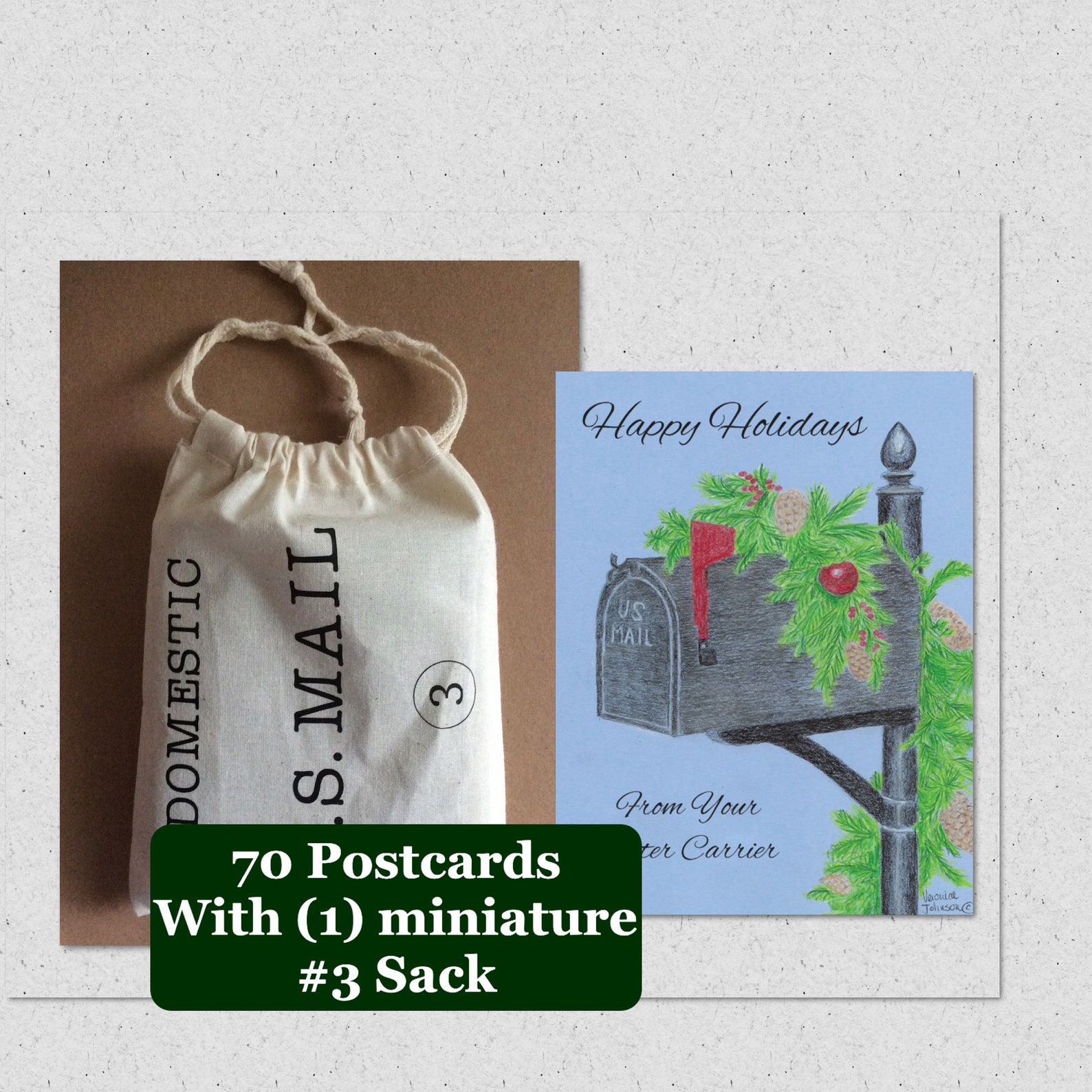 Mailbox Letter Carrier Happy Holidays Postcards postal Etsy