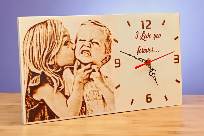 Custom Wood Frame Gift for Dadwood Burned Photo Clock First Etsy