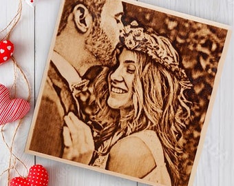 Custom Photo on Wood - Wood Burned Photo on Wood with Your Photo - Custom Wall Art - Personalized Portrait from Photo - Long Distance Gift