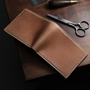 Cartera plegable natural, cartera plegable de cuero, cartera de cuero para hombre, cartera de cuero genuino, cartera cordobesa, cartera de cuero curtido vegetal