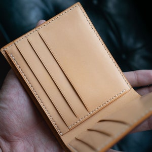 Cartera de cuero azul marino, cartera bifold, Horween Cordovan, cartera de cuero clásica, cartera de tarjeta de crédito, cartera Horween, cartera azul marino para hombre imagen 5