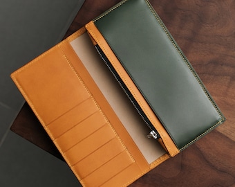 Shinki Cordovan Bifold Racing Green leather long wallet, handmade long wallet