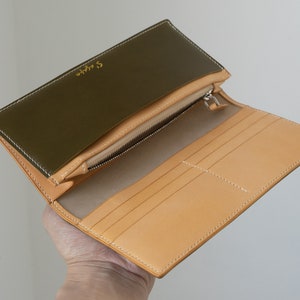 Cartera de cuero larga, cartera clutch de cuero, cartera clutch de cuero genuino, billetera cordobesa, billetera larga personalizada, billetera verde, billetera Shinki