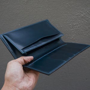 Cordovan Bifold Burgundy leather long wallet, handmade long wallet image 3