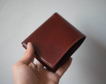 Cartera plegable de color burdeos, cartera plegable de cuero, cartera de cuero para hombre, cartera de cuero genuino, cartera cordobesa, cartera de cuero curtido vegetal