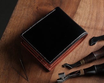 Shinki Cordovan Black Bifold leather wallet, handmade wallet