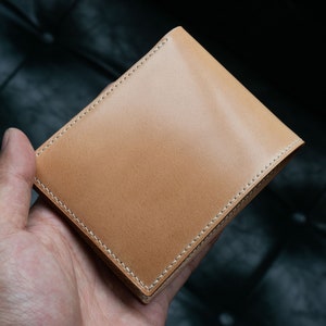 Shinki Cordovan Bifold Natural Vegetable Tanned Leather handmade Bifold Wallet image 4