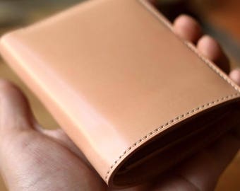 Cartera de cuero natural, billetera plegable, cuero cordobés, billetera de cuero clásica, billetera de tarjeta de crédito, billetera hecha a mano, billetera natural para hombre