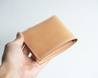 Shinki Cordovan Bifold Natural Vegetable Tanned Leather handmade Bifold Wallet