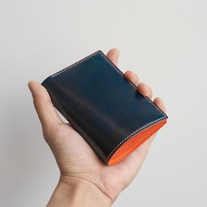 Blue Leather Wallet, Bifold Wallet, Horween Cordovan, Classic Leather Wallet, Credit Card Wallet, Horween Wallet, Mens Navy Wallet