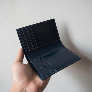 Blue Bifold Wallet, Leather Bifold Wallet, Mens Leather Wallet, Genuine Leather Wallet, Cordovan Wallet, Vegetable Tanned Leather Wallet