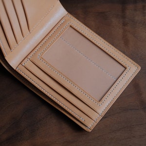 Cartera plegable azul, cartera plegable de cuero, cartera de cuero para hombre, cartera de cuero genuino, cartera cordobesa, cartera de cuero curtido vegetal imagen 3
