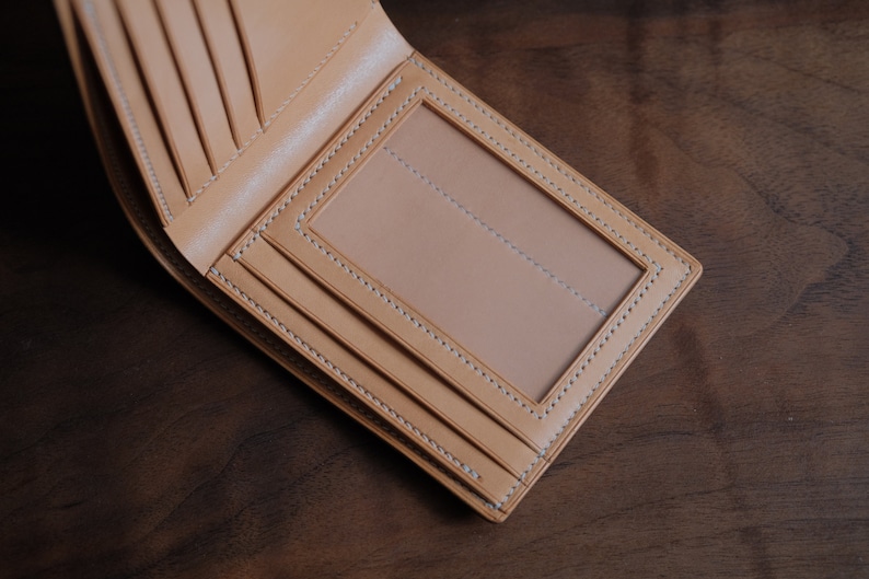 Cartera plegable azul, cartera plegable de cuero, cartera de cuero para hombre, cartera de cuero genuino, cartera cordobesa, cartera de cuero curtido vegetal imagen 3