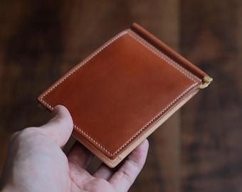Horween Cordovan Light Brown / Natural Bifold leather wallet, handmade wallet