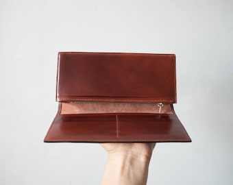 Long Leather Wallet, Leather Wallet Clutch, Genuine Leather