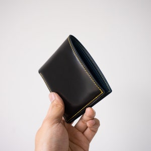 Cartera plegable negra, cartera plegable de cuero, cartera de cuero para hombre, cartera de cuero genuino, cartera cordobesa, cartera de cuero curtido vegetal