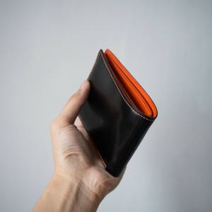 Black Bifold Wallet, Leather Bifold Wallet, Mens Leather Wallet, Genuine Leather Wallet, Cordovan Wallet, Vegetable Tanned Leather Wallet