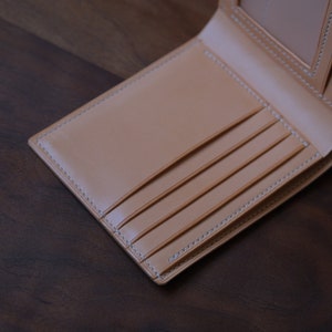 Cartera plegable azul, cartera plegable de cuero, cartera de cuero para hombre, cartera de cuero genuino, cartera cordobesa, cartera de cuero curtido vegetal imagen 5