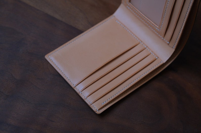 Cartera plegable azul, cartera plegable de cuero, cartera de cuero para hombre, cartera de cuero genuino, cartera cordobesa, cartera de cuero curtido vegetal imagen 5