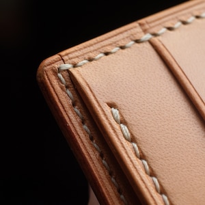 Cartera plegable azul, cartera plegable de cuero, cartera de cuero para hombre, cartera de cuero genuino, cartera cordobesa, cartera de cuero curtido vegetal imagen 6