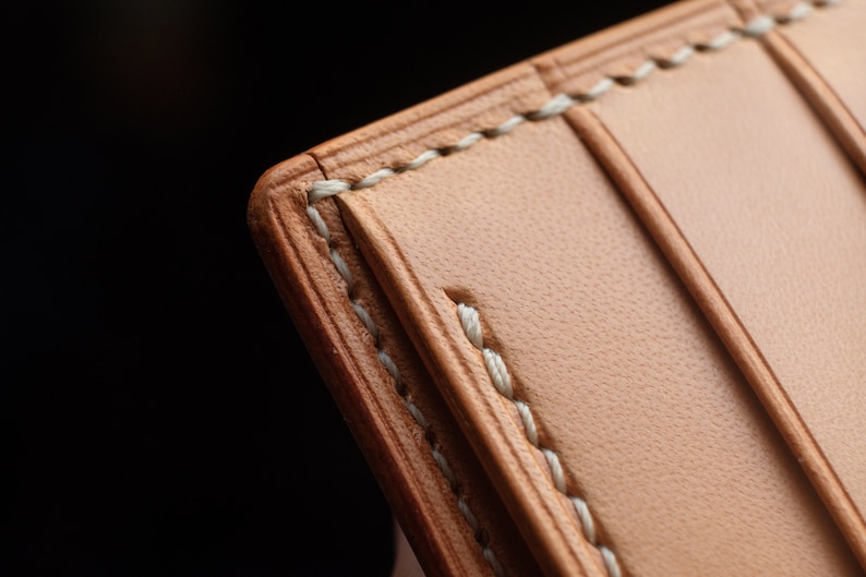 Cartera plegable azul, cartera plegable de cuero, cartera de cuero para hombre, cartera de cuero genuino, cartera cordobesa, cartera de cuero curtido vegetal imagen 6