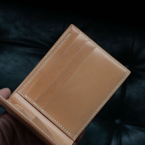 Shinki Cordovan Bifold Natural Vegetable Tanned Leather handmade Bifold Wallet image 3