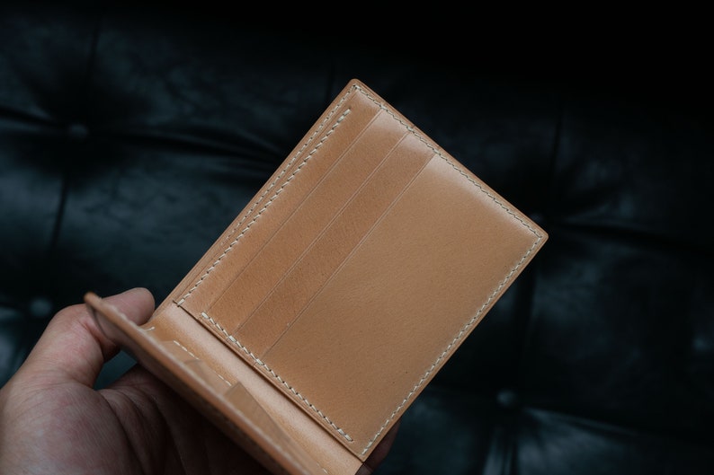 Shinki Cordovan Bifold Natural Vegetable Tanned Leather handmade Bifold Wallet image 3