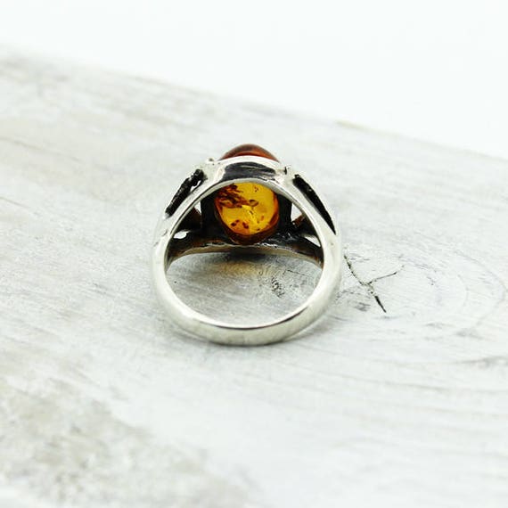 Vintage unisex amber ring simple design oval shap… - image 4