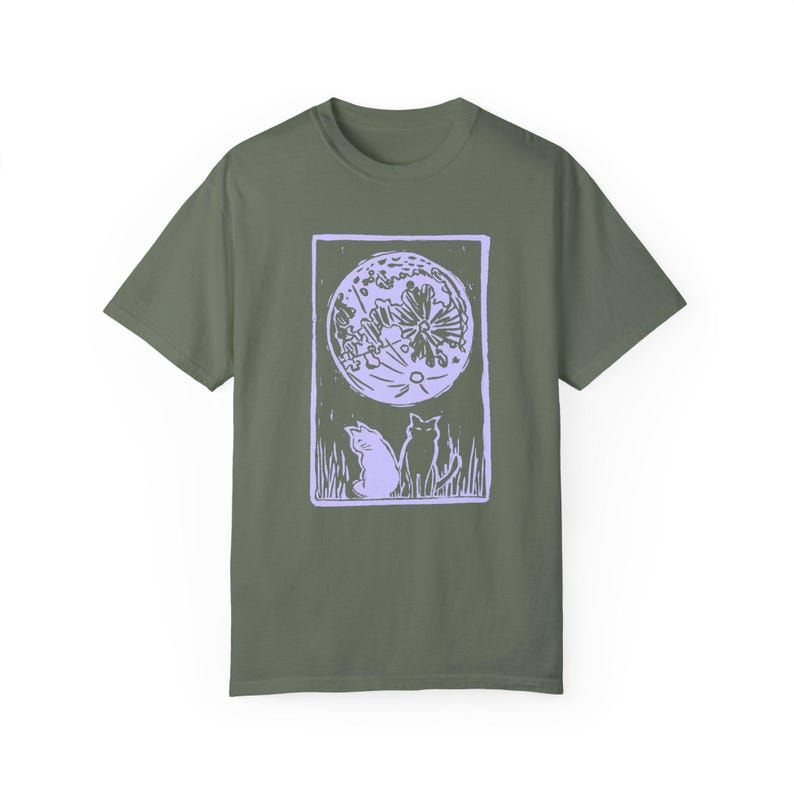 Moonlit Cats Unisex T-Shirt, Nature Lover Gift, Cozy Casual Wear, Eco-Friendly Tee, Perfect for Fall Celebrations image 2
