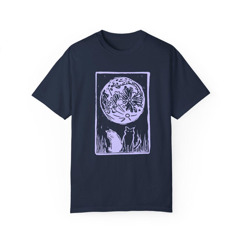 Moonlit Cats Unisex T-Shirt, Nature Lover Gift, Cozy Casual Wear, Eco-Friendly Tee, Perfect for Fall Celebrations image 6