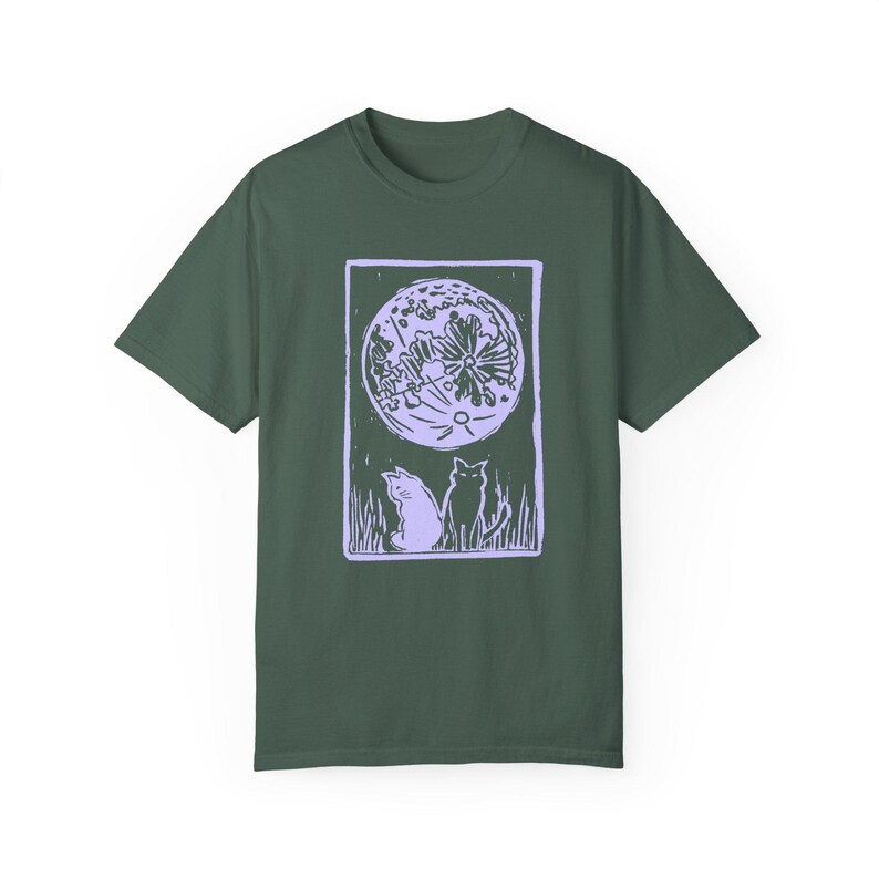 Moonlit Cats Unisex T-Shirt, Nature Lover Gift, Cozy Casual Wear, Eco-Friendly Tee, Perfect for Fall Celebrations image 3