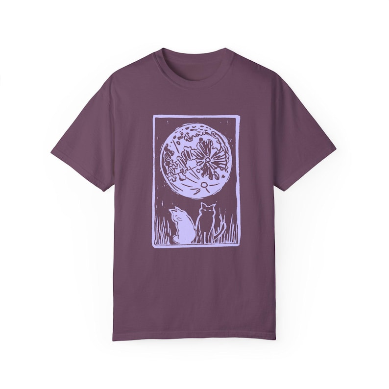 Moonlit Cats Unisex T-Shirt, Nature Lover Gift, Cozy Casual Wear, Eco-Friendly Tee, Perfect for Fall Celebrations image 7