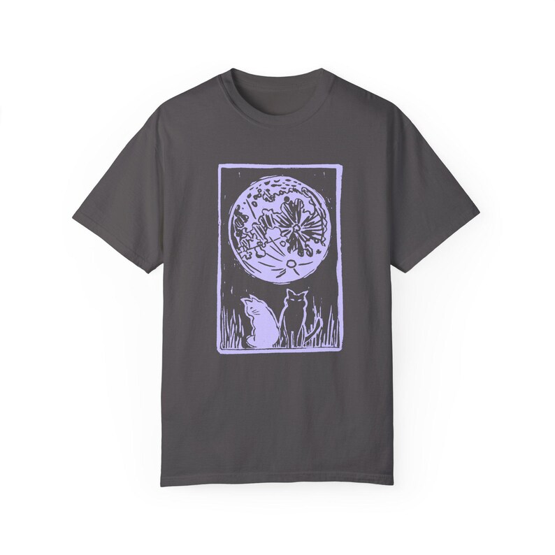 Moonlit Cats Unisex T-Shirt, Nature Lover Gift, Cozy Casual Wear, Eco-Friendly Tee, Perfect for Fall Celebrations image 4
