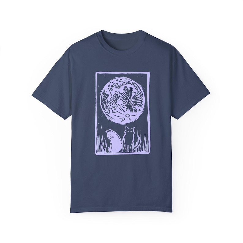 Moonlit Cats Unisex T-Shirt, Nature Lover Gift, Cozy Casual Wear, Eco-Friendly Tee, Perfect for Fall Celebrations image 1
