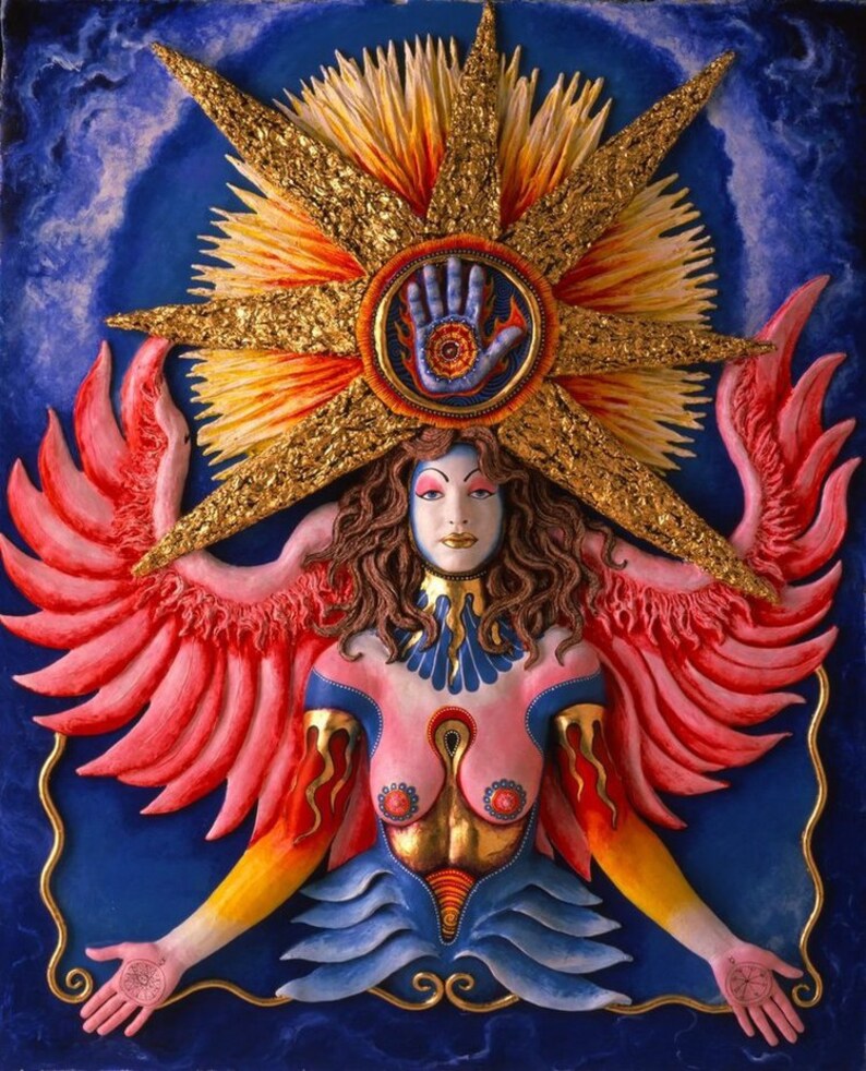 SOLD ITEM // Winged angel goddesS / mercury painting / image 1