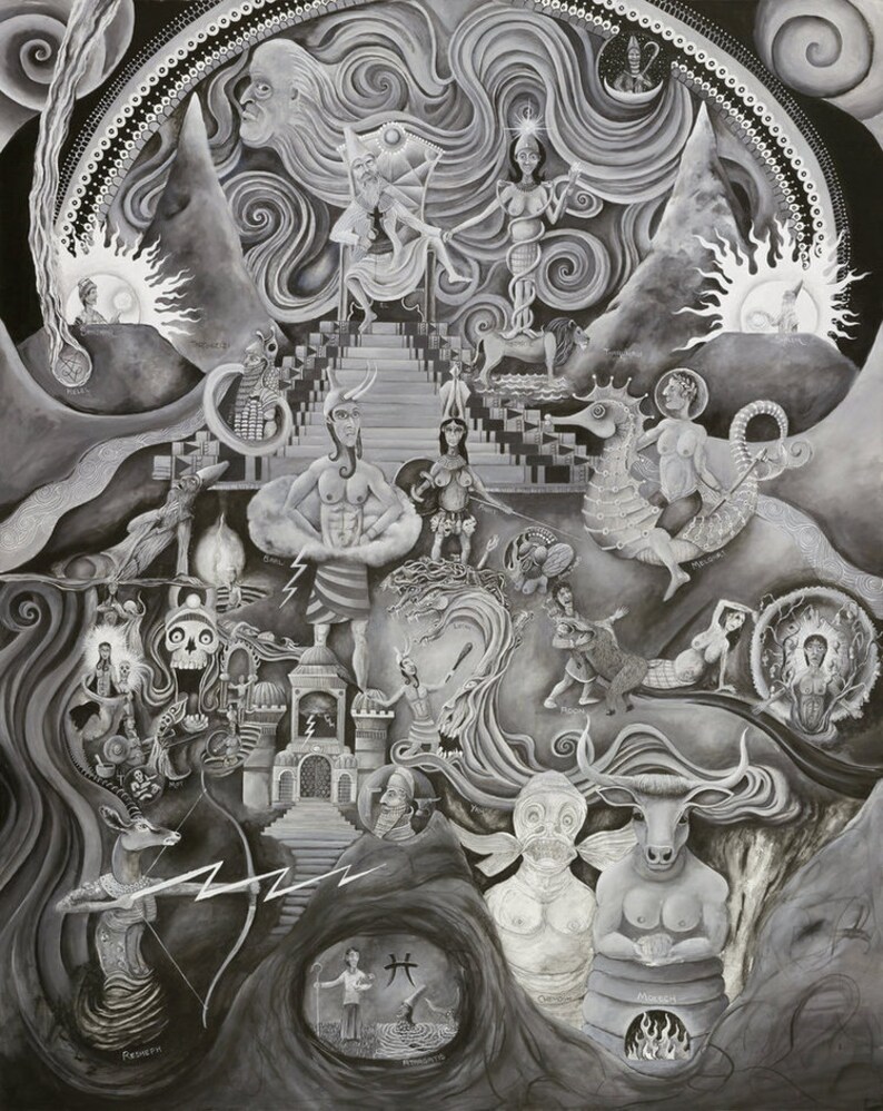 Mythology art / original artwork Canaanite religion theology | Etsy