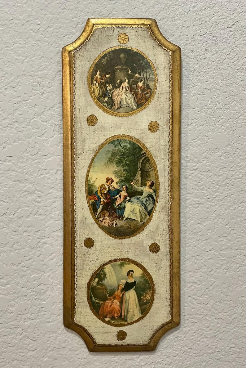 Vintage Florentine Painted Wall Hanging, Italian Wood Panel - Etsy