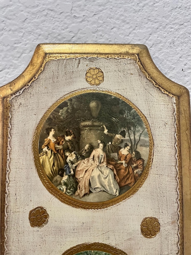 Vintage Florentine Painted Wall Hanging, Italian Wood Panel - Etsy