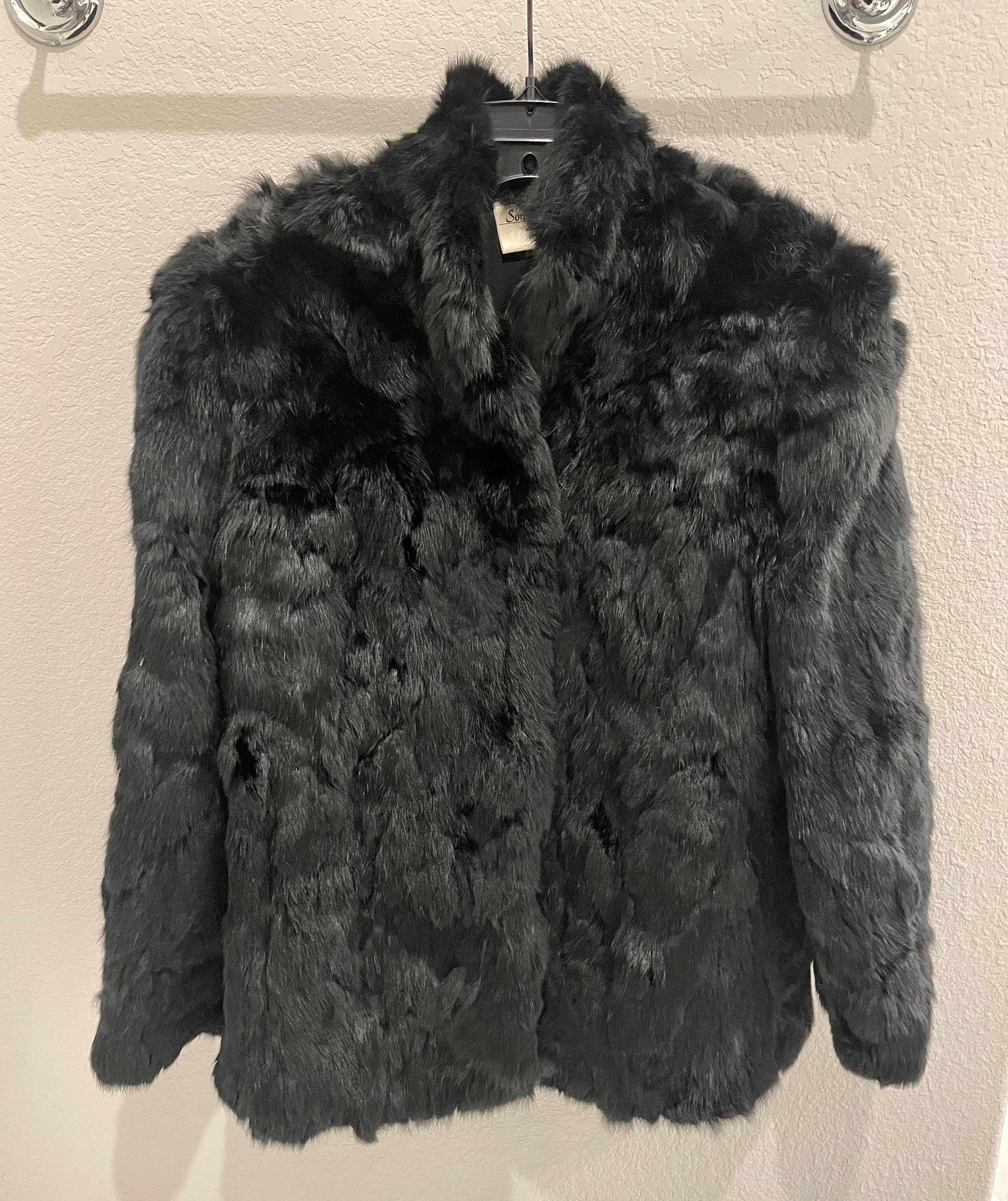 Vintage Medium Black Rabbit Fur Coat by Somerset Furs Los Vintage Medium Black Rabbit Fur Coat by Somerset Furs Los