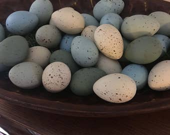 Primitive Eggs, Speckled Eggs, Easter Eggs, Farmhouse Spring Speckled Eggs, Faux Eggs, Farm Fresh Eggs, Spring Decor,