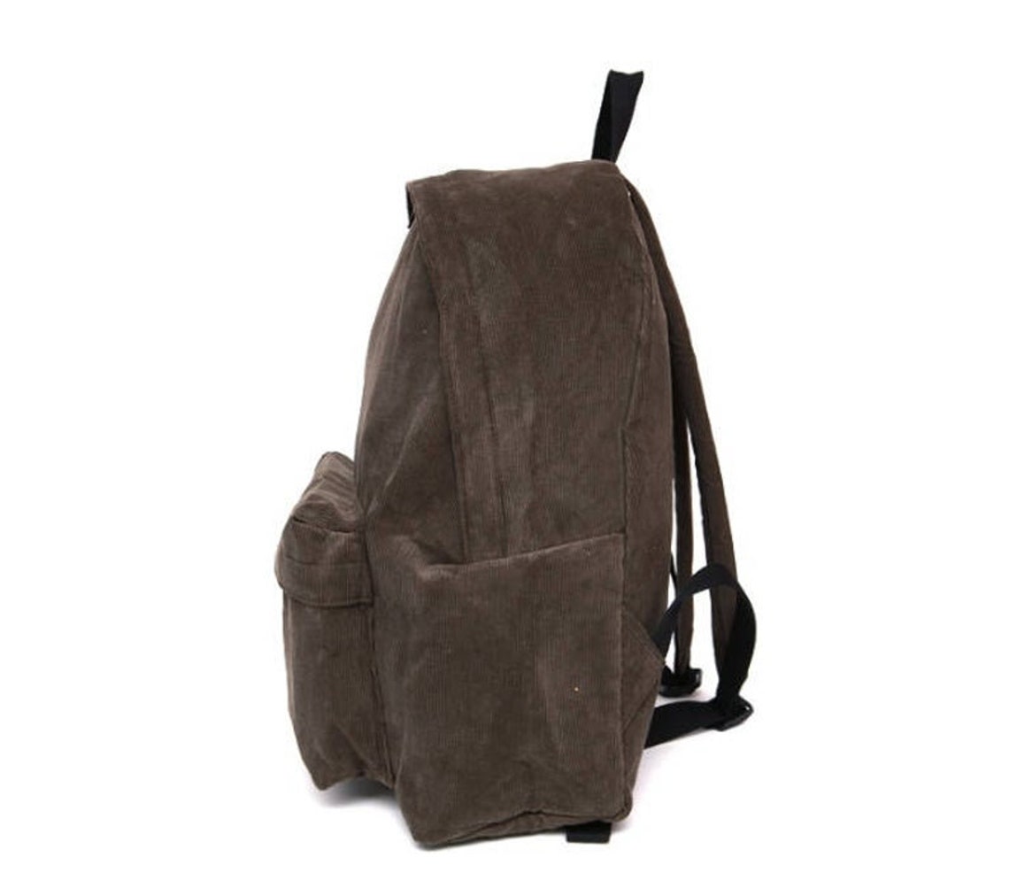 Basic Style Corduroy Backpack Black Etsy