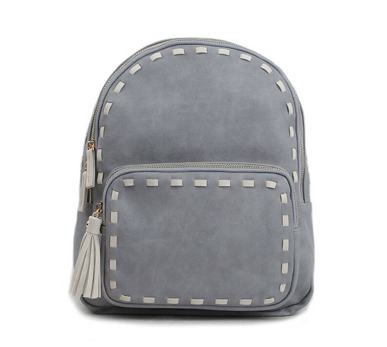White, Gray, Black Chic Stitch Design Backpack