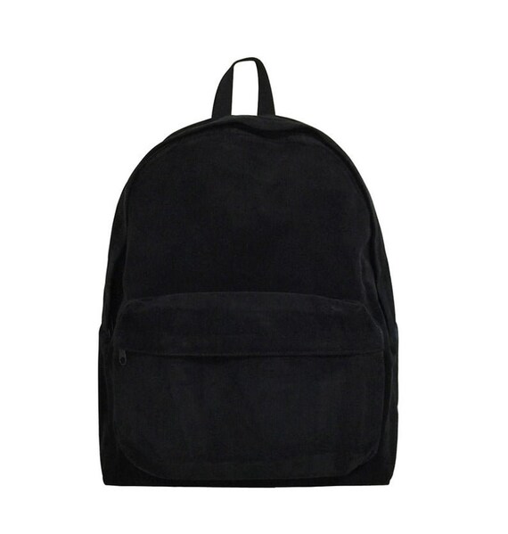 Basic Style Corduroy Backpack Black | Etsy